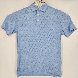 Tasc Polo Shirt Mens Medium Polka Dot Blue Performance Short Sleeve Lightweight